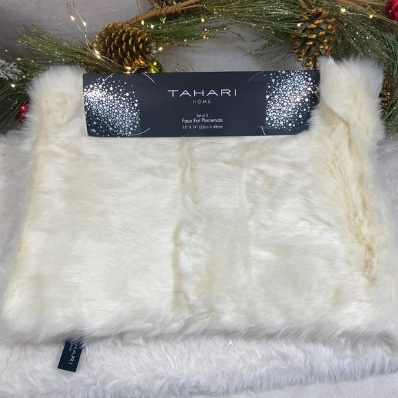 Isaac Mizrahi Kitchen Tahari Home Cream Luxury Plush Faux Fur